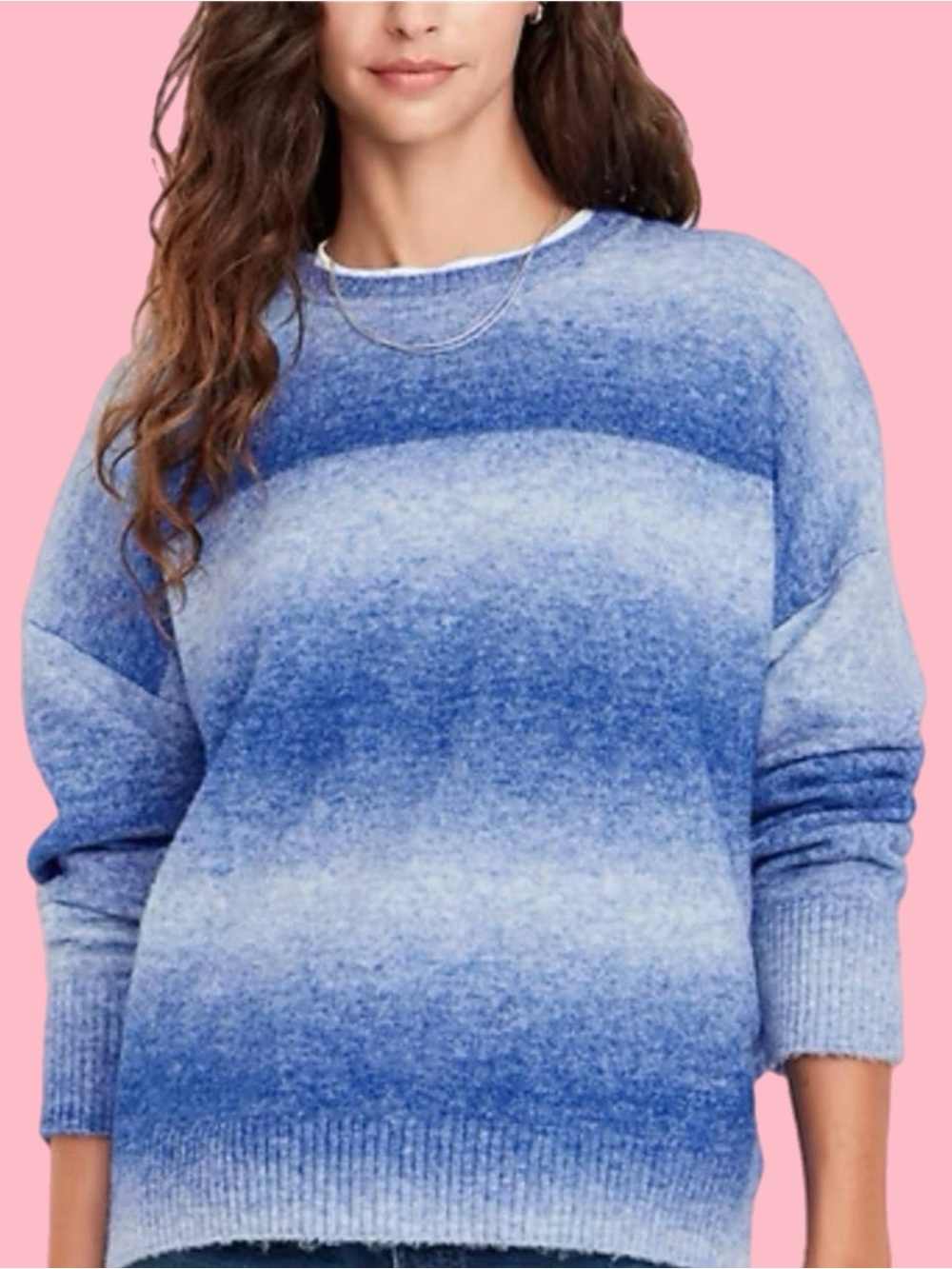 old navy cozy crew-neck ombré sweater - blue ombré